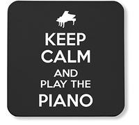 Hippowarehouse Keep Calm and Play the Piano pack of 2 coasters gloss finish durable backing 9cm x 9cm