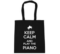 Hippowarehouse Keep Calm and Play the Piano Tote Shopping Gym Beach Bag 42cm x38cm, 10 litres