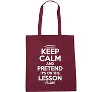 Hippowarehouse Keep Calm And Pretend It's On The Lesson Plan Tote Shopping Gym Beach Bag 42cm x38cm, 10 litres