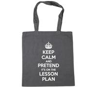 Hippowarehouse keep calm and pretend it's on the lesson plan Tote Shopping Gym Beach Bag 42cm x38cm, 10 litres