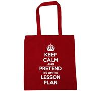 Hippowarehouse keep calm and pretend it's on the lesson plan Tote Shopping Gym Beach Bag 42cm x38cm, 10 litres