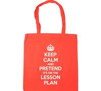 Hippowarehouse keep calm and pretend it's on the lesson plan Tote Shopping Gym Beach Bag 42cm x38cm, 10 litres