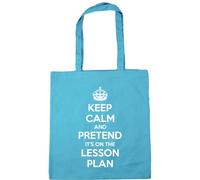 Hippowarehouse keep calm and pretend it's on the lesson plan Tote Shopping Gym Beach Bag 42cm x38cm, 10 litres