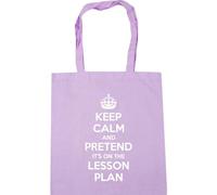 Hippowarehouse keep calm and pretend it's on the lesson plan Tote Shopping Gym Beach Bag 42cm x38cm, 10 litres