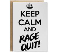Hippowarehouse Keep calm and rage quit! Birthday Card A5 Personalised with envelope for him for her Funny Cards for Men and Women Blank inside option