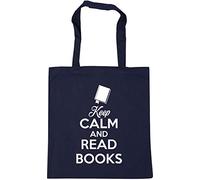 Hippowarehouse Keep calm and read books Tote Shopping Gym Beach Bag 42cm x38cm, 10 litres