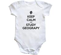Hippowarehouse Keep Calm and Study Geography Baby Vest Bodysuit (Short Sleeve) Boys Girls White