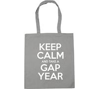 Hippowarehouse Keep calm and take a gap year Tote Shopping Gym Beach Bag 42cm x38cm, 10 litres