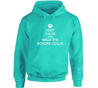 Hippowarehouse Keep Calm and Walk The Border Collie - Dog Unisex Hoodie Hooded top (Specific Size Guide in Description)