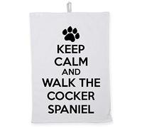 Hippowarehouse Keep calm and walk the cocker spaniel - dog Tea Towel Eco Printed Dish Cloth Kitchen accessory 50cmx70cm 100% Cotton