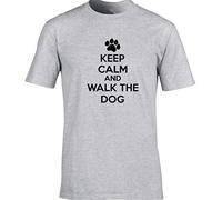 Hippowarehouse Keep Calm and Walk The Dog Unisex Short Sleeve t-Shirt (Specific Size Guide in Description) Grey