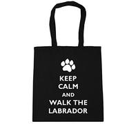 Hippowarehouse Keep calm and walk the labrador dog Tote Shopping Gym Beach Bag 42cm x38cm, 10 litres