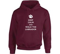 Hippowarehouse Keep Calm and Walk The Labrador Dog Unisex Hoodie Hooded top (Specific Size Guide in Description) Maroon