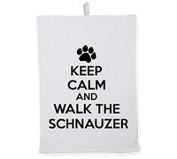 Hippowarehouse Keep calm and walk the schnauzer - dog Tea Towel Eco Printed Dish Cloth Kitchen accessory 50cmx70cm 100% Cotton