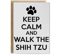 Hippowarehouse Keep calm and walk the shih tzu - dog Birthday Card A5 Personalised with envelope for him for her Funny Cards for Men and Women Blank inside option