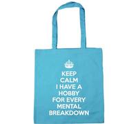 Hippowarehouse keep calm I have a hobby for every mental breakdown Tote Shopping Gym Beach Bag 42cm x38cm, 10 litres