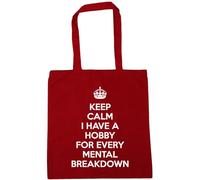 Hippowarehouse keep calm I have a hobby for every mental breakdown Tote Shopping Gym Beach Bag 42cm x38cm, 10 litres