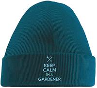 Hippowarehouse Keep Calm I'm a Gardener Gardening Embroidered Beanie Hat Blue with Baby Blue Stitch