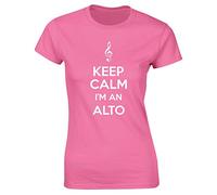 Hippowarehouse Keep Calm I'm an Alto Womens Fitted Short Sleeve t-Shirt (Specific Size Guide in Description) Pink