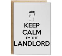 Hippowarehouse Keep Calm I'm The Landlord Birthday Card A5 Personalised with envelope for him for her Funny Cards for Men and Women Blank inside option