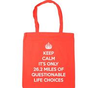 Hippowarehouse keep calm it's only 26.2 miles of questionable life choices Tote Shopping Gym Beach Bag 42cm x38cm, 10 litres
