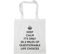 Hippowarehouse keep calm it's only 26.2 miles of questionable life choices Tote Shopping Gym Beach Bag 42cm x38cm, 10 litres