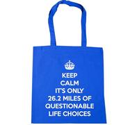 Hippowarehouse keep calm it's only 26.2 miles of questionable life choices Tote Shopping Gym Beach Bag 42cm x38cm, 10 litres
