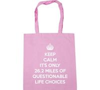 Hippowarehouse keep calm it's only 26.2 miles of questionable life choices Tote Shopping Gym Beach Bag 42cm x38cm, 10 litres