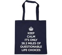 Hippowarehouse keep calm it's only 26.2 miles of questionable life choices Tote Shopping Gym Beach Bag 42cm x38cm, 10 litres