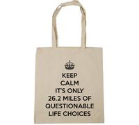 Hippowarehouse keep calm it's only 26.2 miles of questionable life choices Tote Shopping Gym Beach Bag 42cm x38cm, 10 litres