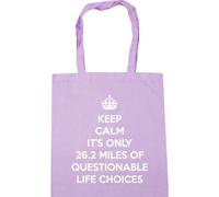 Hippowarehouse keep calm it's only 26.2 miles of questionable life choices Tote Shopping Gym Beach Bag 42cm x38cm, 10 litres