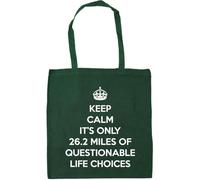 Hippowarehouse keep calm it's only 26.2 miles of questionable life choices Tote Shopping Gym Beach Bag 42cm x38cm, 10 litres