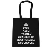 Hippowarehouse keep calm it's only 26.2 miles of questionable life choices Tote Shopping Gym Beach Bag 42cm x38cm, 10 litres
