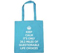 Hippowarehouse keep calm it's only 26.2 miles of questionable life choices Tote Shopping Gym Beach Bag 42cm x38cm, 10 litres