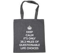 Hippowarehouse keep calm it's only 26.2 miles of questionable life choices Tote Shopping Gym Beach Bag 42cm x38cm, 10 litres