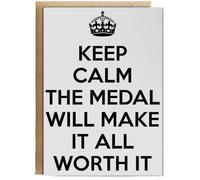 Hippowarehouse Keep calm the medal will make it all worth it Personalised Card A5 with envelope for him for her Funny Cards for Men and Women Blank inside option
