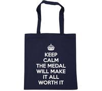 Hippowarehouse Keep calm the medal will make it all worth it Tote Shopping Gym Beach Bag 42cm x38cm, 10 litres