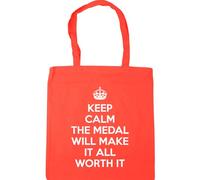 Hippowarehouse Keep calm the medal will make it all worth it Tote Shopping Gym Beach Bag 42cm x38cm, 10 litres