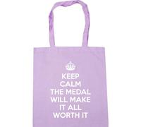 Hippowarehouse Keep calm the medal will make it all worth it Tote Shopping Gym Beach Bag 42cm x38cm, 10 litres