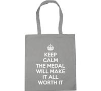Hippowarehouse Keep calm the medal will make it all worth it Tote Shopping Gym Beach Bag 42cm x38cm, 10 litres