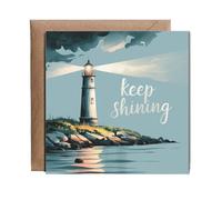 Hippowarehouse Keep Shining Card watercolour lighthouse Personalised Card. 15cm x 15cm with envelope for him for her Funny Cards for Men and Women Blank inside option