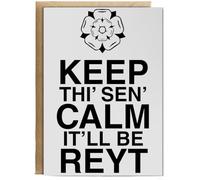 Hippowarehouse Keep thi' sen' calm it'll be reyt Birthday Card A5 Personalised with envelope for him for her Funny Cards for Men and Women Blank inside option