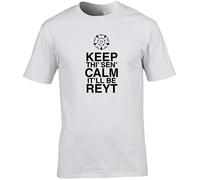 Hippowarehouse Keep thi' sen' Calm It'll be reyt Unisex Short Sleeve t-Shirt (Specific Size Guide in Description) White