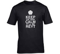 Hippowarehouse Keep thi' sen' Calm It'll be reyt Unisex Short Sleeve t-Shirt (Specific Size Guide in Description) Black