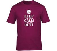 Hippowarehouse Keep thi' sen' Calm It'll be reyt Unisex Short Sleeve t-Shirt (Specific Size Guide in Description) Maroon