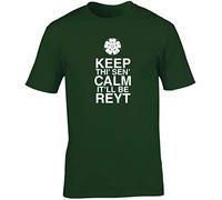 Hippowarehouse Keep thi' sen' Calm It'll be reyt Unisex Short Sleeve t-Shirt (Specific Size Guide in Description) Forest Green