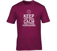 Hippowarehouse Keep thi' sen' Calm Tha's from Yorkshire Unisex Short Sleeve t-Shirt (Specific Size Guide in Description) Maroon