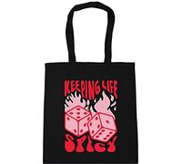 Hippowarehouse Keeping Life Spicy - Dice and Flames Tote Shopping Gym Beach Bag 42cm x38cm, 10 litres