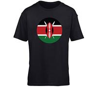 Hippowarehouse Kenya Flag Kids Children's Short Sleeve t-Shirt Black