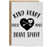 Hippowarehouse Kind heart fierce mind brave spirit Birthday Card A5 Personalised with envelope for him for her Funny Cards for Men and Women Blank inside option